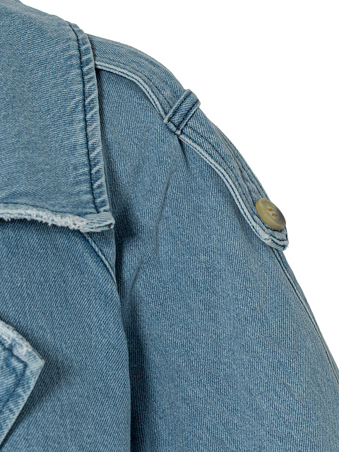 Blue Double-Breasted Denim Trench Coat, 4 Blue Double-Breasted Denim Trench Coat, 4