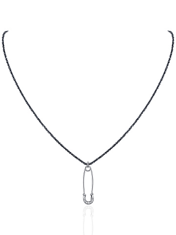 Cubic Zirkonia & Silver "Safety Pin" Necklace, 1