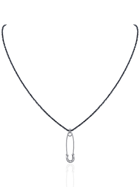 Cubic Zirkonia & Silver "Safety Pin" Necklace, 1 Cubic Zirkonia & Silver "Safety Pin" Necklace, 1