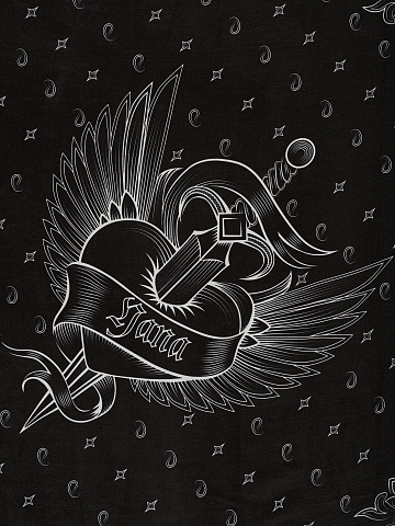 Black Silk Printed Scarf, 2