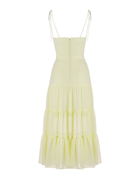 Yellow Polka Dot Chiffon Midi Dress , 2