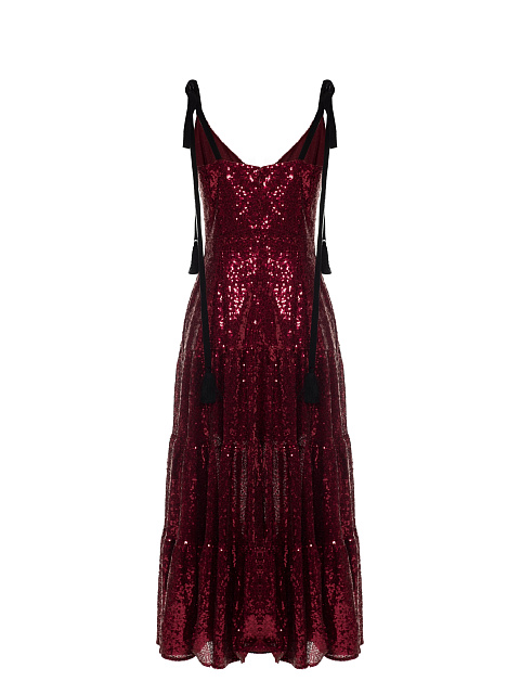 Bordeaux Sequined Midi Dress, 2
