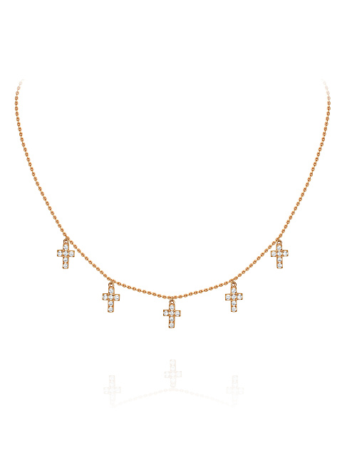 Rose Silver & Cubic Zirkonia Cross Necklace, 1 Rose Silver & Cubic Zirkonia Cross Necklace, 1