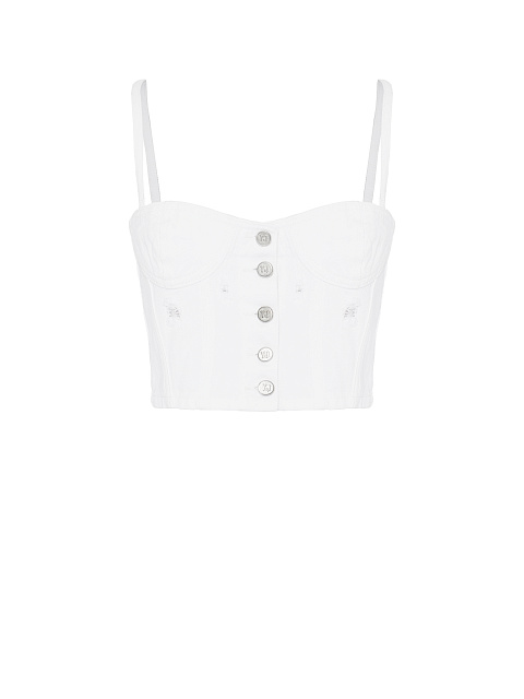 White Distressed Denim Top, 1