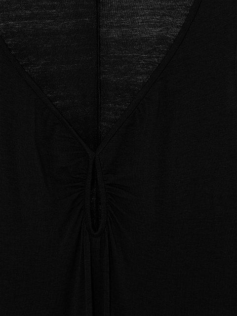 Black Rayon Jersey Midi Dress, 3