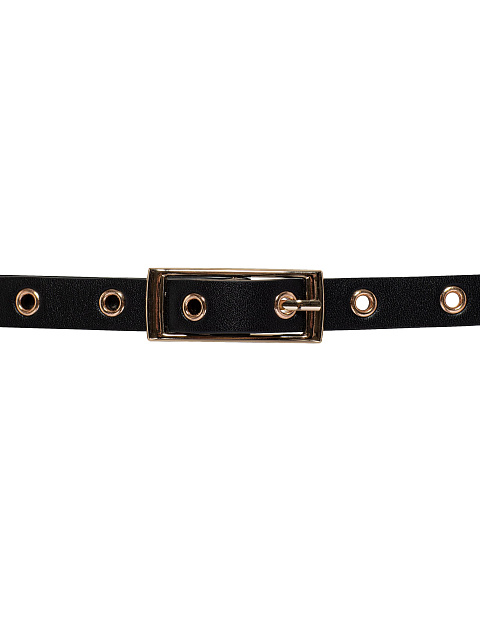 Black eco-leather belt with a rose, 4