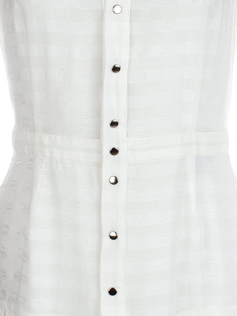 White Checked Chiffon Mini Dress, 3