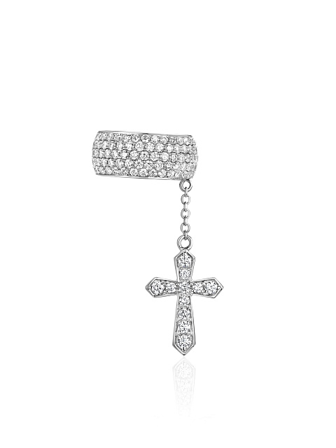 White gold ear cuff with cross-shaped pendant, 1
