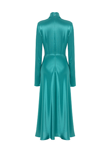 Turquoise Silk Midi Dress, 2