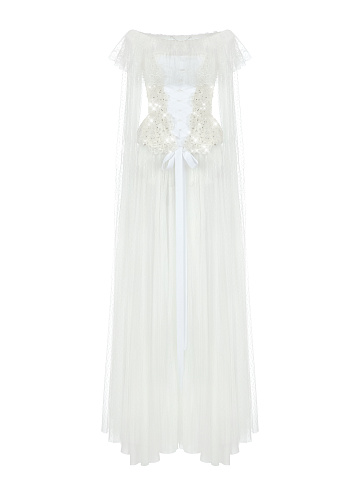 White Maxi Dress With Lace Corset, 1