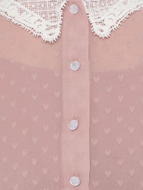 Girl's Pink Lace Collar Chiffon Dress, 5