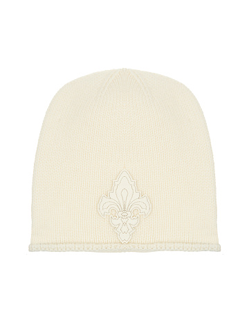 Fleur De Luce Embroidered Cashmere Beanie, 1