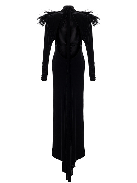 Black velvet dress with feathers, 5