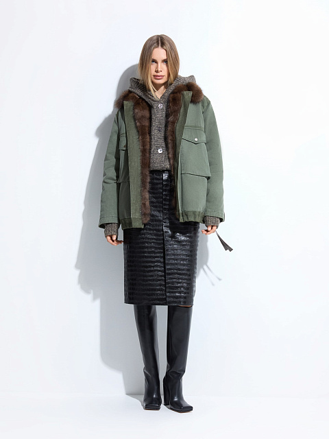Khaki parka with fur, 6