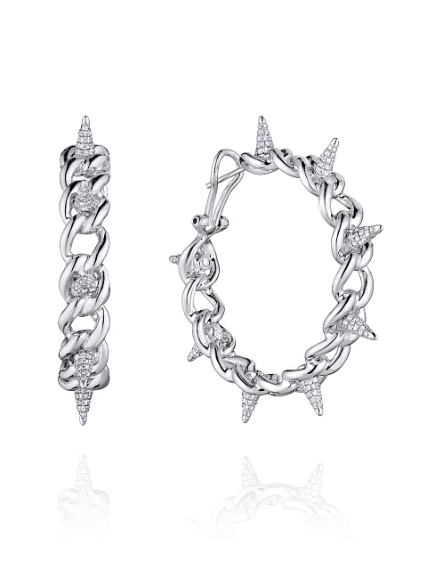 White Gold Diamond Hoop Earrings, 1