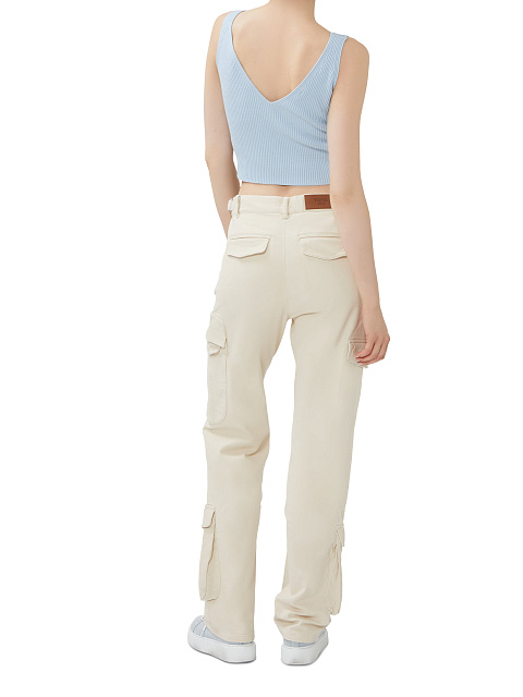 Beige Cotton Cargo Pants, 10