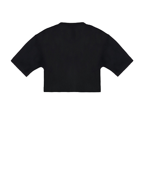 Black Cotton Cropped T-Shirt, 2