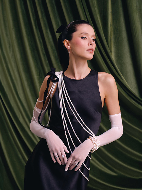 Black Maxi Dress With Pearl Threads, 6 Black Maxi Dress With Pearl Threads, 6