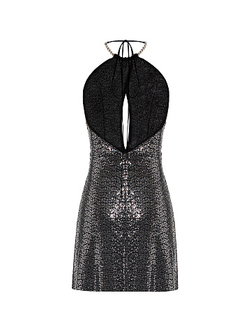 Dark Grey Sequin Mini Dress, 2