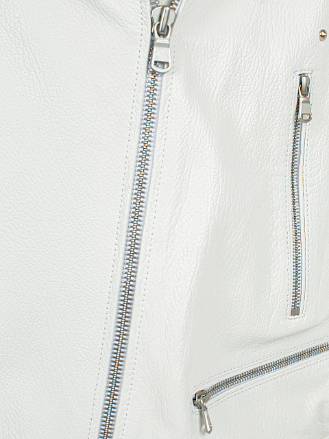 White Studded Leather & Shearling Vest, 3