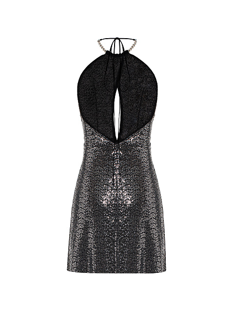 Dark Grey Sequin Mini Dress, 2