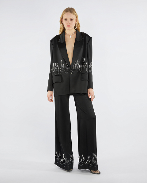 Black Rhinestones Silk Suit, 7