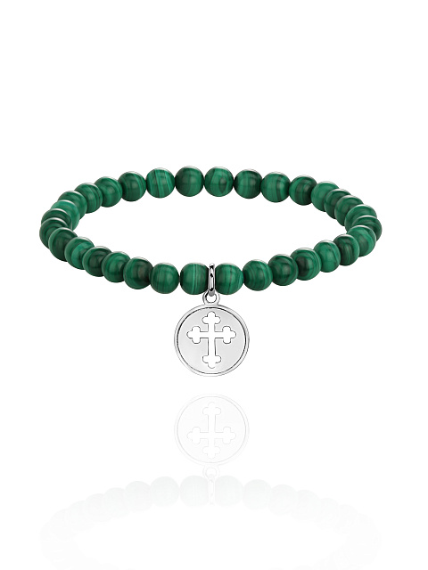 Silver & Malachite Beaded Bracelet, 1