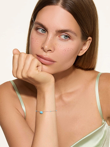 White Gold & Turquoise Rose Bracelet, 2