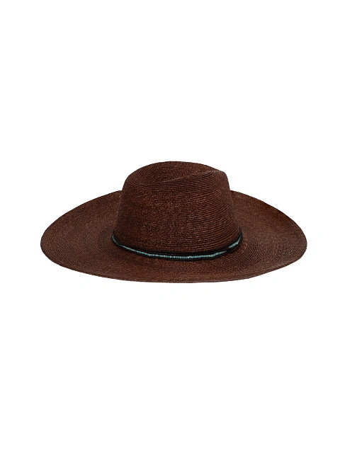 Brown Straw Hat With Amazonite & Leather Cord, 3