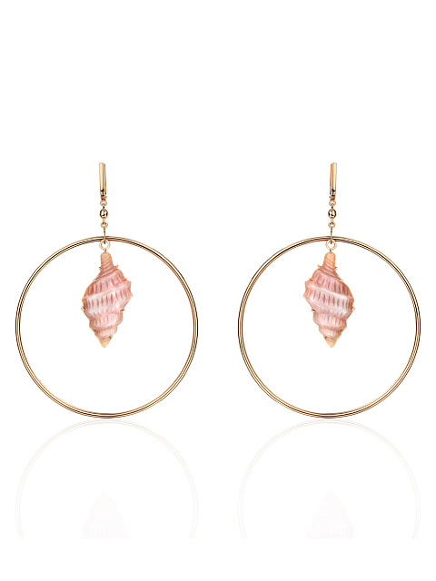 Mother of Pearl & Rose Gold Hoop Earrings, 1
