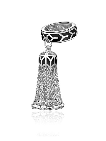 Tassel ring in white gold with black enamel, 1