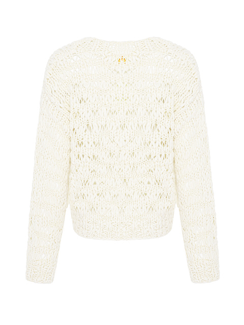White Silk & Cashmere Cropped Sweater, 2