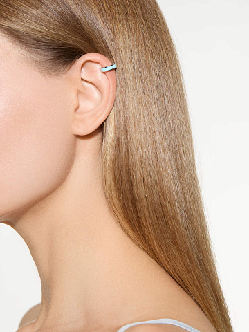 Narrow white gold ear cuff with Paraiba enamel, 2