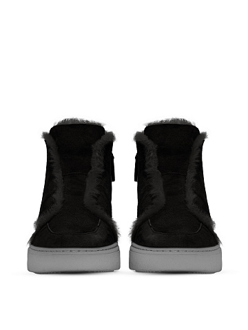 Black Suede & Fur Lined Ankle Boots, 2
