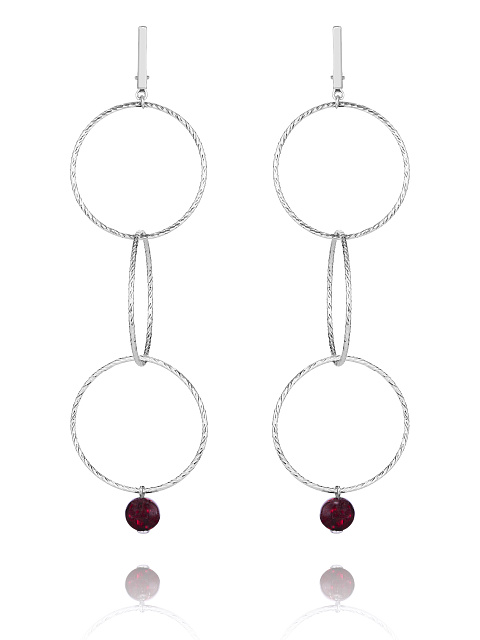 Silver & Garnet Beads Earrings, 1