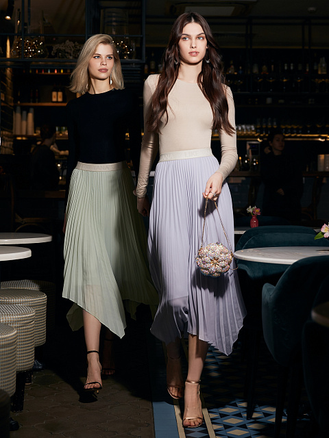 Lilac Pleated Asymmetric Midi Skirt, 7