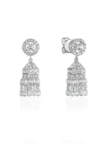 Small tassel earrings in white gold with diamonds, 1
