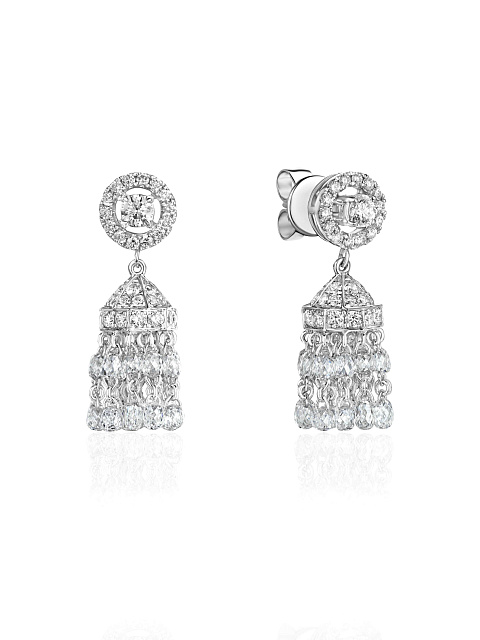 Small tassel earrings in white gold with diamonds, 1