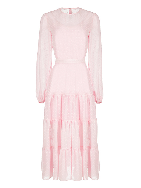 Pink Polka Dot Chiffon Midi Dress, 1 Pink Polka Dot Chiffon Midi Dress, 1