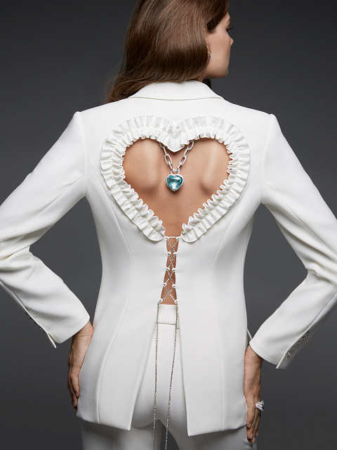 White Cut-out Cotton Pant Suit, 13