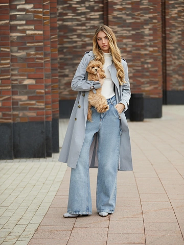 Light Blue Cotton Trench Coat, 2