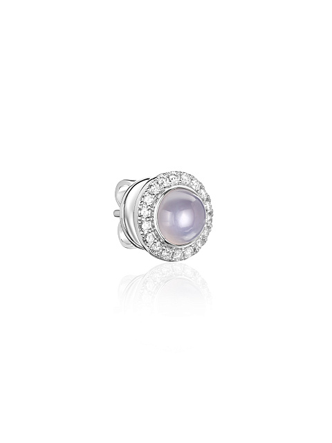 White gold stud earrings with chalcedony and diamonds, 3