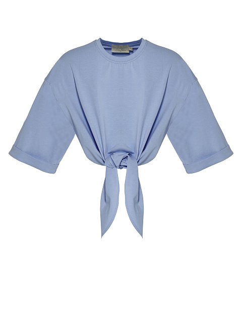 Blue cropped knotted T-shirt, 1