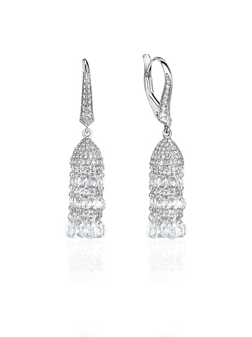 Short tassel earrings with pear-cut diamonds, 1
