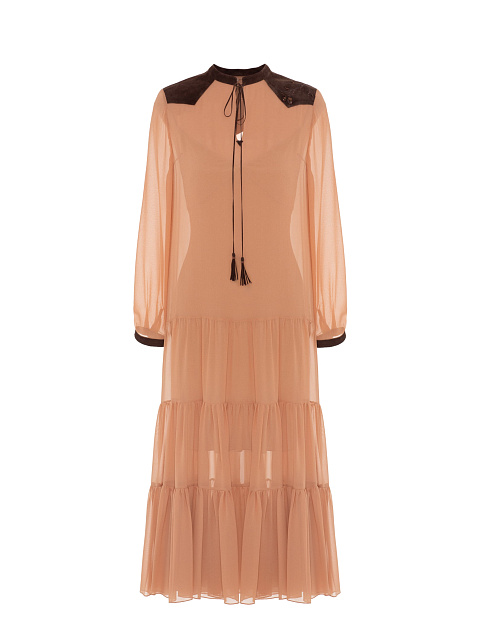Light Terracota Chiffon Midi Dress, 1 Light Terracota Chiffon Midi Dress, 1