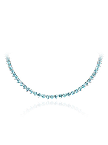 White gold necklace with Sky topazes in heart cut, 1