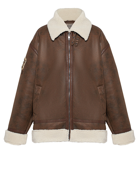 Brown faux‑fur shearling jacket, 1 Brown faux‑fur shearling jacket, 1