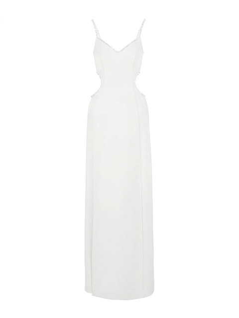 Crystals Embellished White Cut Out Maxi Dress, 1