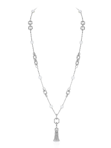 Necklace with white gold pendant with pearls, 1
