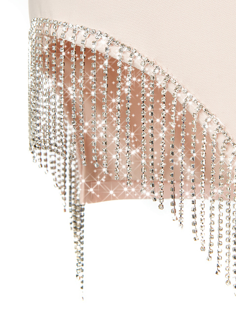 Light Rose Crystal Fringed Skirt Suit, 5